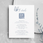 Dusty Blue Elegant Calligraphy Wedding Details Informatiekaartje