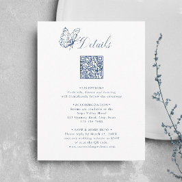 Dusty Blue Elegant Calligraphy Wedding Details Informatiekaartje
