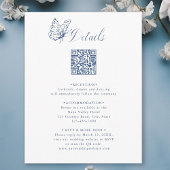 Dusty Blue Elegant Calligraphy Wedding Details Informatiekaartje