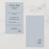 Dusty Blue Elegant Calligraphy Wedding RSVP Card Visitekaartje (Voorkant / Achterkant)