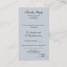 Dusty Blue Elegant Calligraphy Wedding RSVP Card Visitekaartje