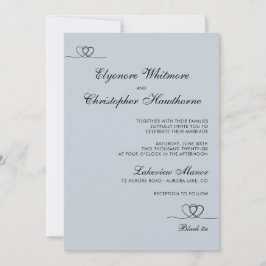 Dusty Blue Elegant Chic Calligraphy Wedding Kaart