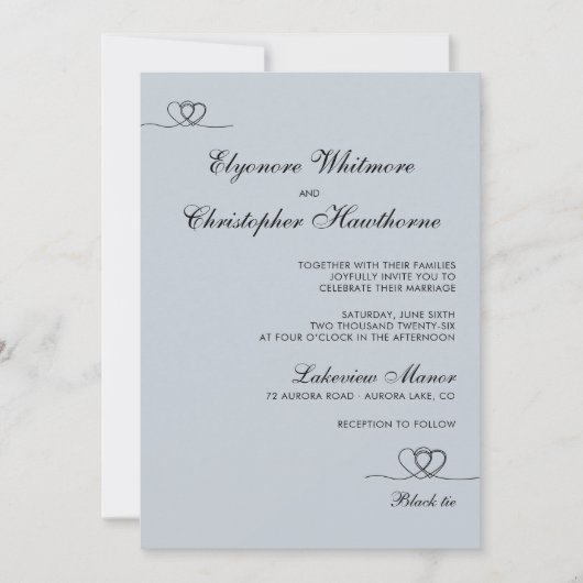 Dusty Blue Elegant Chic Calligraphy Wedding Kaart (Voorkant)