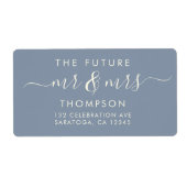 Dusty Blue Elegant Chic Future MR en MRS Address Etiket (Voorkant)
