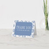 Dusty Blue Elegant Chinoiserie Wedding Bedankkaart (Voorkant)