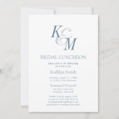 Dusty Blue Elegant Classic Eenvoudige Bruids Lunch Kaart (Voorkant)