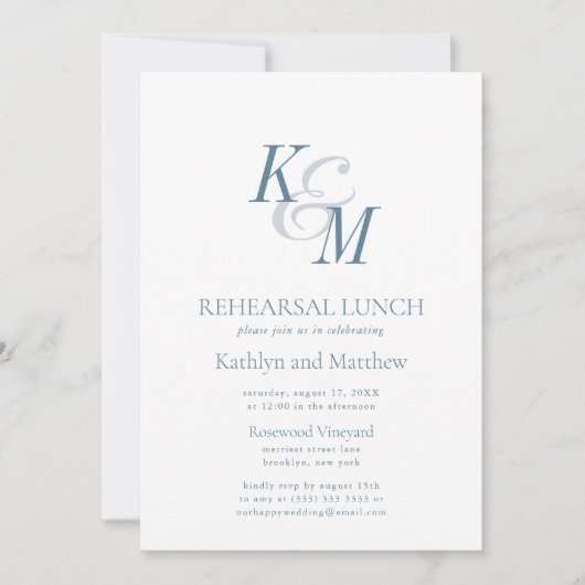 Dusty Blue Elegant Classic repetitielunch Kaart (Voorkant)