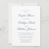 Dusty Blue Elegant Classic Script Couples Douche Kaart (Voorkant)