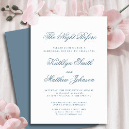 Dusty Blue Elegant Classic Script de avond ervoor Kaart