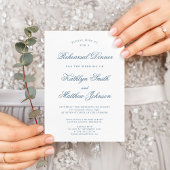 Dusty Blue Elegant Classic Script repetitie diner Kaart