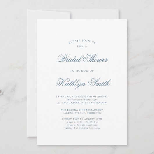Dusty Blue Elegant Classic Script Vrijgezellenfees Kaart (Voorkant)