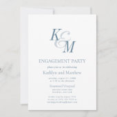 Dusty Blue Elegant Classic Verlovingsfeest Kaart (Voorkant)