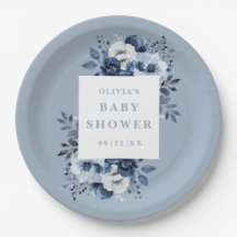 Dusty Blue Elegant Country Floral Baby shower
