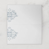 Dusty Blue elegant Damask Blank Place Kaarten Plaatskaartje (Buitenkant ongevouwen)