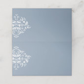 Dusty Blue elegant Damask Blank Place Kaarten Plaatskaartje (Buitenkant ongevouwen)