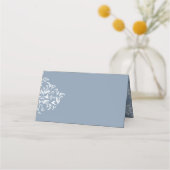 Dusty Blue elegant Damask Blank Place Kaarten Plaatskaartje (Voorkant)