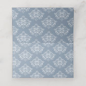 Dusty Blue elegant Damask Blank Place Kaarten Plaatskaartje (Binnenkant ongevouwen)