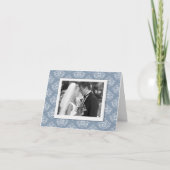 Dusty Blue Elegant Damask Foto Hartelijk dank! Bedankkaart (Voorkant)