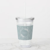 Dusty Blue Elegant Damask, gepersonaliseerd Acryl Drinkbeker (Voorkant)