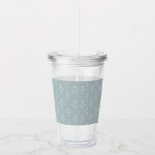 Dusty Blue Elegant Damask, gepersonaliseerd Acryl Drinkbeker (Rechts)