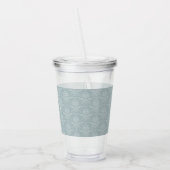 Dusty Blue Elegant Damask, gepersonaliseerd Acryl Drinkbeker (Links)