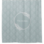 Dusty Blue Elegant Damask, gepersonaliseerd Douchegordijn (Voorkant)