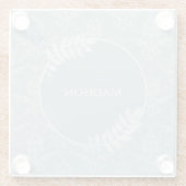 Dusty Blue Elegant Damask, gepersonaliseerd Glazen Onderzetter (Achterkant)