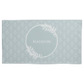 Dusty Blue Elegant Damask, gepersonaliseerd Kussensloop (Voorkant-Links)