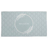 Dusty Blue Elegant Damask, gepersonaliseerd Kussensloop (Voorkant-Rechts)