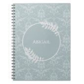 Dusty Blue Elegant Damask, gepersonaliseerd Notitieboek (Voorkant)