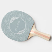 Dusty Blue Elegant Damask, gepersonaliseerd Tafeltennisbatje (Zijkant)