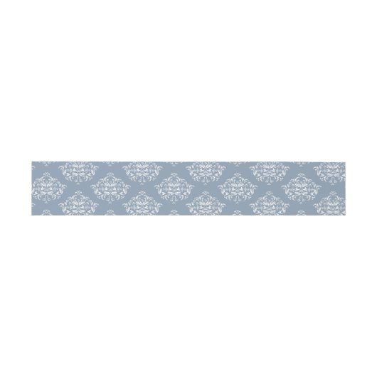 Dusty Blue Elegant Damask Invitation Bands Uitnodigingen Wikkel (Vlak)