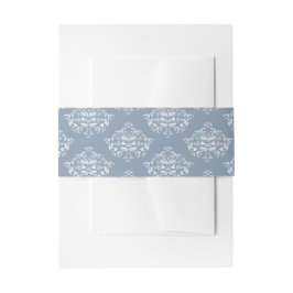 Dusty Blue Elegant Damask Invitation Bands Uitnodigingen Wikkel