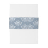 Dusty Blue Elegant Damask Invitation Bands Uitnodigingen Wikkel (Achterkant Voorbeeld)