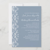 Dusty Blue Elegant Damask Invitation Kaart (Voorkant)