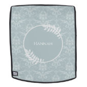 Dusty Blue Elegant Damask persoonlijke rugzak Rugtassen (Verwijderbaar gezicht)