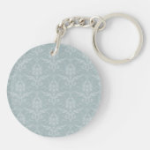 Dusty Blue Elegant Damask persoonlijke Sleutelhang Sleutelhanger (Achterkant)