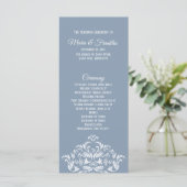 Dusty Blue Elegant Damask Program Rack Kaart (Staand voorkant)
