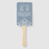 Dusty Blue Elegant Damask Wedding Program Fan Handwaaier (Achterkant)