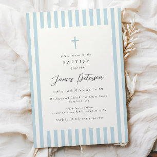 Dusty Blue Elegant Doop Jongen Kaart
