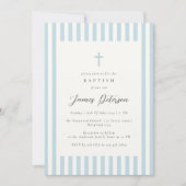 Dusty Blue Elegant Doop Jongen Kaart (Voorkant)