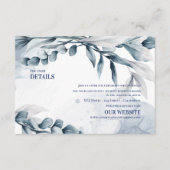 Dusty Blue Elegant Eucalyptus Wedding Details Informatiekaartje (Voorkant)