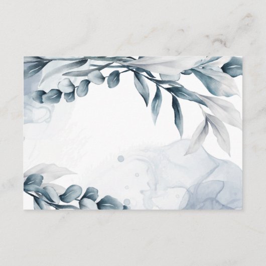 Dusty Blue Elegant Eucalyptus Wedding Details Informatiekaartje (Achterkant)