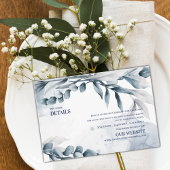 Dusty Blue Elegant Eucalyptus Wedding Details Informatiekaartje