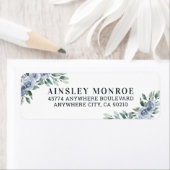 Dusty Blue Elegant Floral Boho Roos Rustic Wedding Etiket (Insitu)