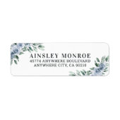 Dusty Blue Elegant Floral Boho Roos Rustic Wedding Etiket (Voorkant)