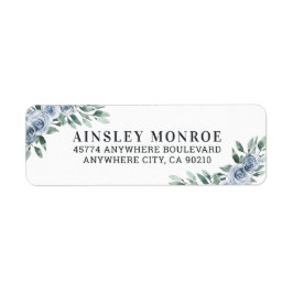 Dusty Blue Elegant Floral Boho Roos Rustic Wedding Etiket