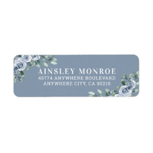 Dusty Blue Elegant Floral Boho Roos Rustic Wedding Etiket