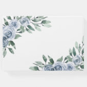 Dusty Blue Elegant Floral Boho Roos Rustic Wedding Gastenboek (Achterkant)