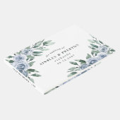 Dusty Blue Elegant Floral Boho Roos Rustic Wedding Gastenboek (Hoek)